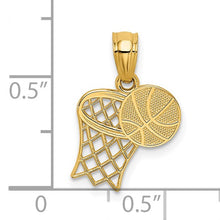 Load image into Gallery viewer, 14K Yellow Gold Basketball and Hoop Pendant
