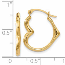 Load image into Gallery viewer, 14k Yellow Gold Heart Hoop Earrings
