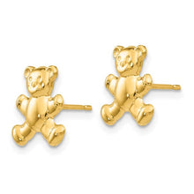 Load image into Gallery viewer, 14k Yellow Gold Teddy Bear Post Earrings
