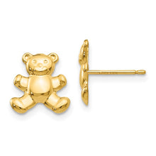 Load image into Gallery viewer, 14k Yellow Gold Teddy Bear Post Earrings
