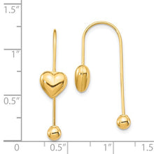 Load image into Gallery viewer, 14K Yellow Gold Puffed Heart with Screw End Threader Earrings
