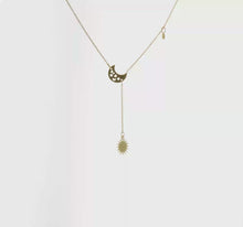 Load and play video in Gallery viewer, 14K Yellow Gold Diamond Sun and Moon Y-Drop 16&quot; with 2&quot; ext Necklace
