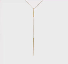 Load and play video in Gallery viewer, 14K Yellow Gold Polished Y-drop Bar with 1&quot; ext. 16&quot; Necklace
