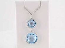 Load and play video in Gallery viewer, Sterling Silver Natural Sky Blue Topaz Two-Stone 18&quot; Necklace
