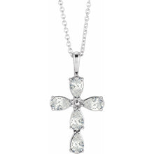 Load image into Gallery viewer, 14K White Gold 1cttw Natural Diamond Cross 16-18&quot; Necklace
