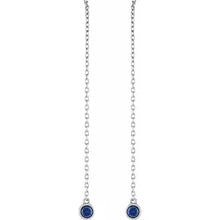 Load image into Gallery viewer, 14K White Gold Natural Gemstone Chain Earrings, Emerald, Sapphire Or Ruby
