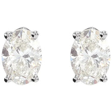 Load image into Gallery viewer, 14K White Gold 3/4cttw Oval Natural Diamond Stud Earrings
