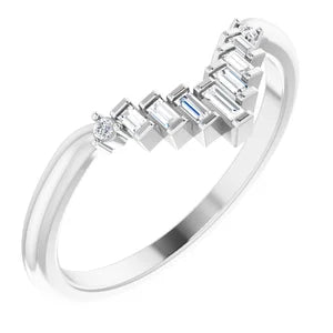 14K White Gold .08cttw Natural Diamond Contour Band - Sizes 6-8