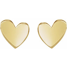 Load image into Gallery viewer, 14k Gold 6mm Asymmetrical Heart Friction Post &amp; Back Earrings In Multiple Colors
