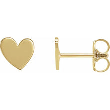 Load image into Gallery viewer, 14k Gold 6mm Asymmetrical Heart Friction Post &amp; Back Earrings In Multiple Colors
