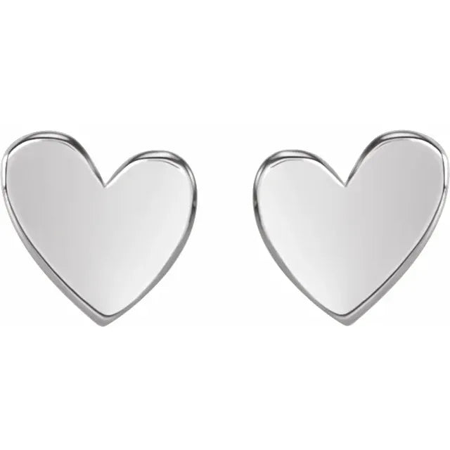 14k Gold 6mm Asymmetrical Heart Friction Post & Back Earrings In Multiple Colors