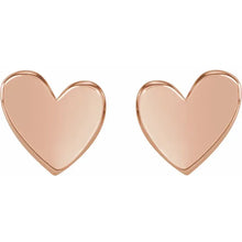 Load image into Gallery viewer, 14k Gold 6mm Asymmetrical Heart Friction Post &amp; Back Earrings In Multiple Colors
