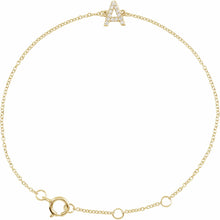 Load image into Gallery viewer, 14k Gold A-Z Initial .07cttw Natural Diamond 6-7&quot; Bracelet In Multiple Colors
