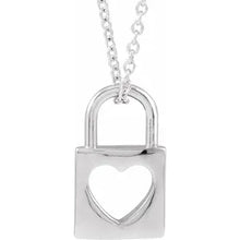 Load image into Gallery viewer, 14k Gold 13.6x9mm Cutout Heart Lock 16-18&quot; Necklace In Multiple Colors
