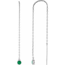 Load image into Gallery viewer, 14K White Gold Natural Gemstone Chain Earrings, Emerald, Sapphire Or Ruby
