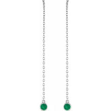 Load image into Gallery viewer, 14K White Gold Natural Gemstone Chain Earrings, Emerald, Sapphire Or Ruby
