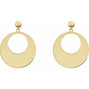 14k Yellow Gold Circle Dangle Earrings