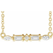 Load image into Gallery viewer, 14K Yellow Gold 1/6cttw Natural Diamond Bar 18&quot; Necklace
