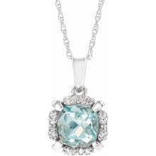 Load image into Gallery viewer, 14K White Gold Natural Aquamarine &amp; .05cttw Natural Diamond 18&quot; Necklace
