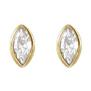 14k Yellow Gold .08cttw Natural Diamond Press Fit Back Stud Earring