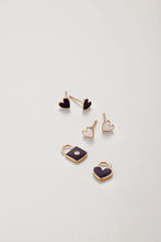 Load image into Gallery viewer, 14K White Gold 5.9x5.5mm Black Or White Enamel Heart Earrings
