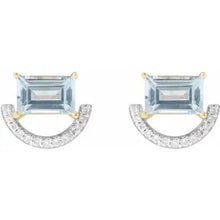 Load image into Gallery viewer, Rhodium-Plated 14K Yellow Gold Natural Sky Blue Topaz &amp; 3/4cttw Natural Diamond Earrings

