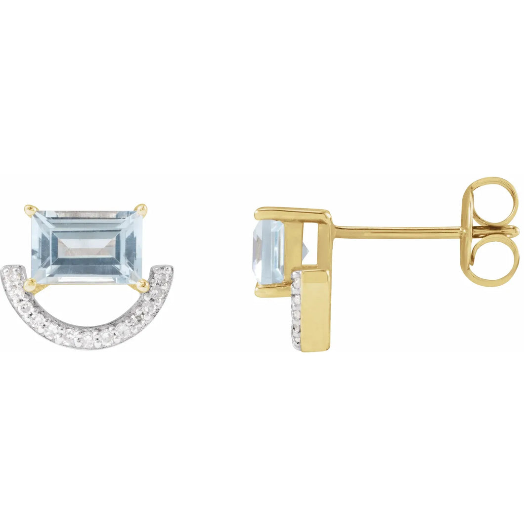 Rhodium-Plated 14K Yellow Gold Natural Sky Blue Topaz & 3/4cttw Natural Diamond Earrings