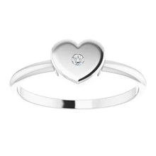 Load image into Gallery viewer, 14k Gold .01cttw Diamond Solitaire Heart Youth Ring In Multiple Colors - Size 3
