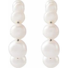 Load image into Gallery viewer, Sterling Silver Cultured White Freshwater Pearl Hoop Earrings
