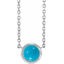 Load image into Gallery viewer, 14K White Cabochon Natural Turquois Bezel-Set 18&quot; Necklace
