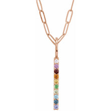 Load image into Gallery viewer, 14k Gold Natural Multi-Gemstone Rainbow Bar 18&quot; Necklace In Multiple Colors
