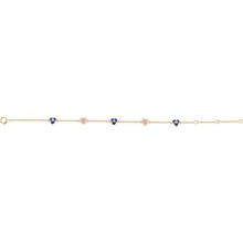 Load image into Gallery viewer, 14K Yellow Gold .04cttw Natural Diamond Flowers &amp; Hearts 5-7&quot; Bracelet
