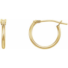 Load image into Gallery viewer, 14K Yellow Gold 12.5mm Huggie Youth Earrings In Multiple Colors
