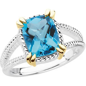 Sterling Silver Natural Swiss Blue Topaz Ring - Size 7