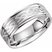 Load image into Gallery viewer, 14K White Gold 7mm Celtic-Inspired Grooved Band - Size 10
