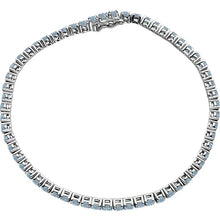 Load image into Gallery viewer, 14K White Gold Natural Aquamarine Line 7.25&quot; Bracelet
