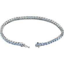 Load image into Gallery viewer, 14K White Gold Natural Aquamarine Line 7.25&quot; Bracelet
