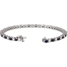 Load image into Gallery viewer, 14K White Gold Natural Blue Sapphire &amp; 2 3/8cttw Natural Diamond Line 7&quot; Bracelet
