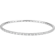 Load image into Gallery viewer, Sterling Silver 2mm Imitation White Cubic Zirconia Bangle 7 1/2&quot; Bracelet
