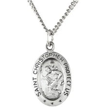 Load image into Gallery viewer, Sterling Silver 15x11 mm Oval St. Christopher 18&quot; Necklace
