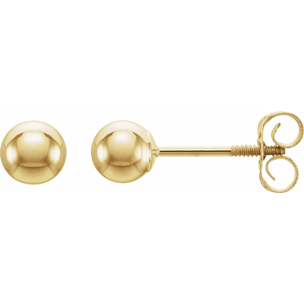 14k Yellow Gold 4mm Ball Stud Youth Earrings