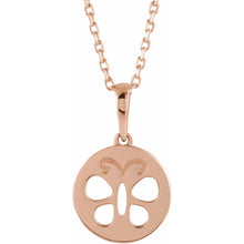 Load image into Gallery viewer, 14k Gold Youth Butterfly Disc 15&quot; Necklace In Multiple Colors
