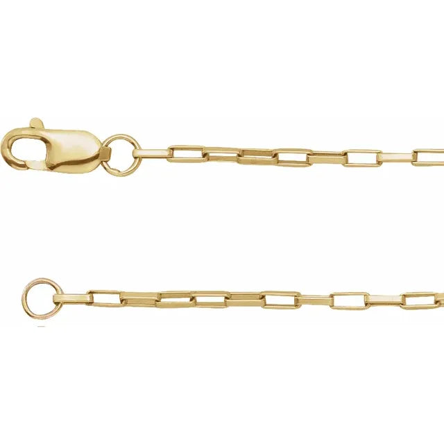 14k Gold 1.2mm Elongated Box Chain In Multiple Lengths & Colors