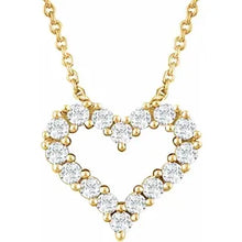 Load image into Gallery viewer, 14k Gold 1/4cttw Natural Diamond Heart 18&quot; Necklace In Multiple Colors
