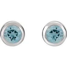 Load image into Gallery viewer, Jan-Dec Rhodium-Plated Sterling Silver Imitation BIRTHSTONE Bezel-Set Earrings
