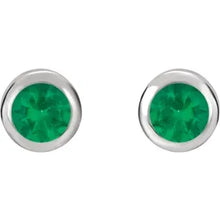 Load image into Gallery viewer, Jan-Dec Rhodium-Plated Sterling Silver Imitation BIRTHSTONE Bezel-Set Earrings
