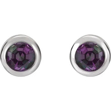 Load image into Gallery viewer, Jan-Dec Rhodium-Plated Sterling Silver Imitation BIRTHSTONE Bezel-Set Earrings
