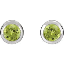 Load image into Gallery viewer, Jan-Dec Rhodium-Plated Sterling Silver Imitation BIRTHSTONE Bezel-Set Earrings
