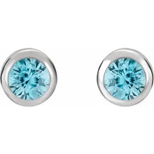 Load image into Gallery viewer, Jan-Dec Rhodium-Plated Sterling Silver Imitation BIRTHSTONE Bezel-Set Earrings
