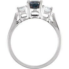 Load image into Gallery viewer, 14K White Gold 1ct Oval Natural Blue Sapphire &amp; 3/8cttw Natural Diamond Ring - Size 6
